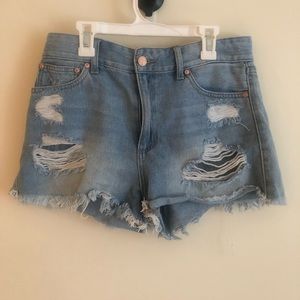 High waisted jean shorts